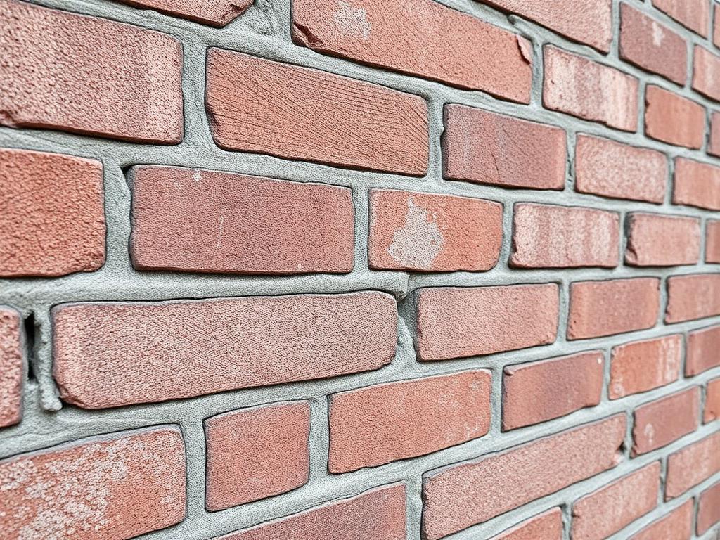 Deteriorating mortar joints on a commercial brick wall